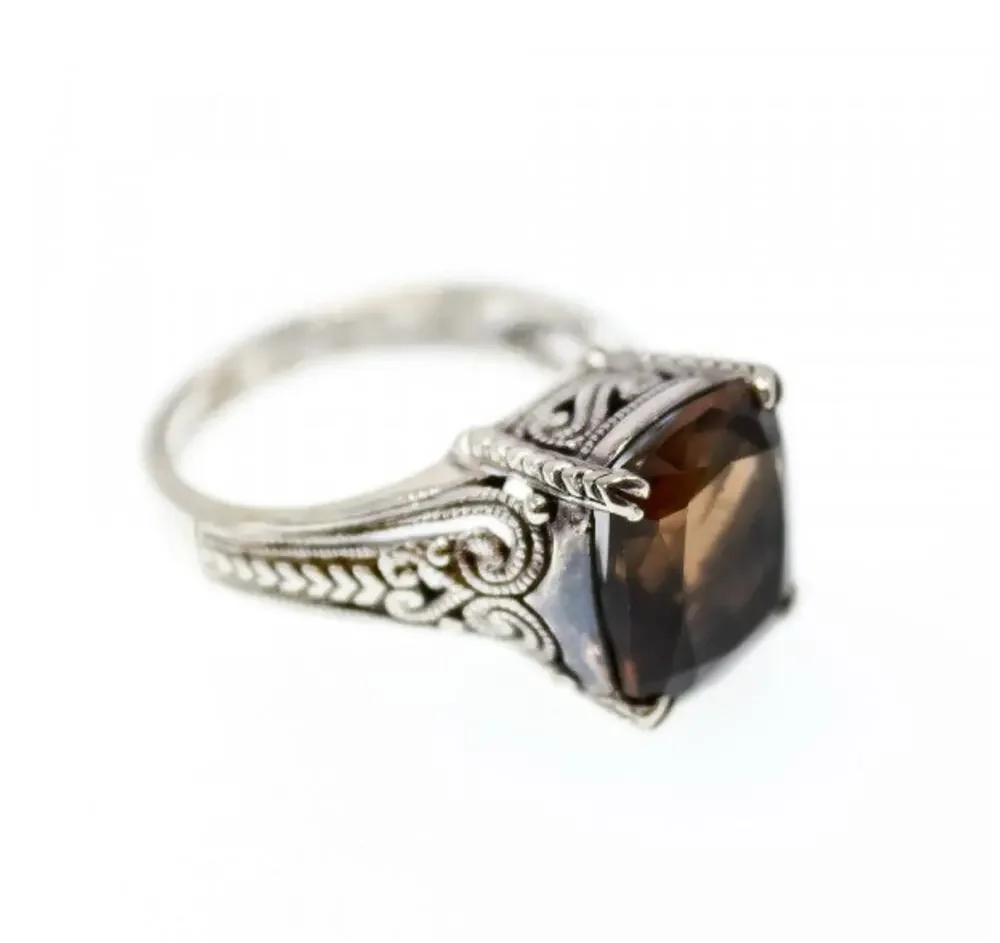 925 Sterling Silver Hessonite Ring Size 6